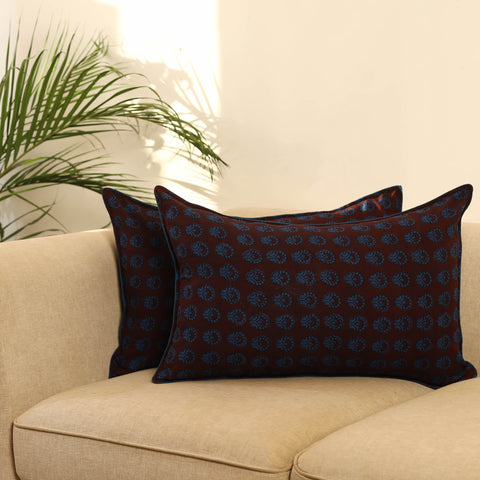 Buy Set of 2 Brown Bagh Block Print Cotton Pillow Covers 