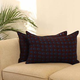 Buy Set of 2 Brown Bagh Block Print Cotton Pillow Covers 