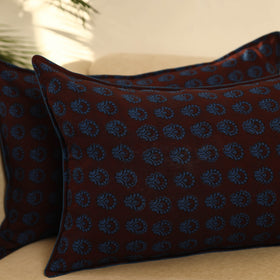 Buy Set of 2 Brown Bagh Block Print Cotton Pillow Covers 