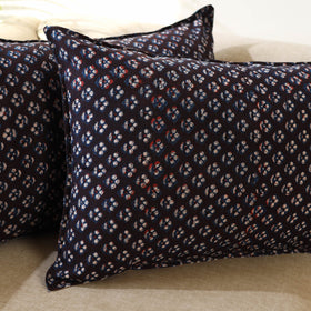 Brown - Set of 2 Bagru Block Print Cotton Pillow Covers 17