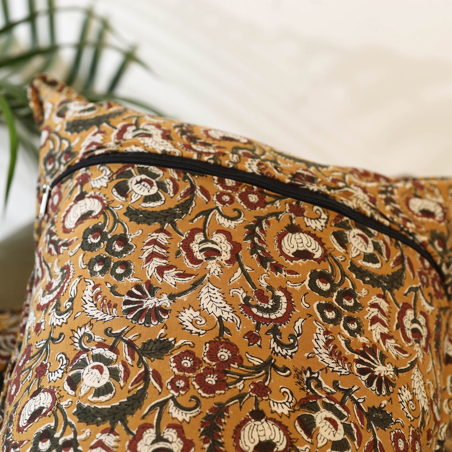 Buy Set of 2 Brown Bagru Block Print Cotton Pillow Covers