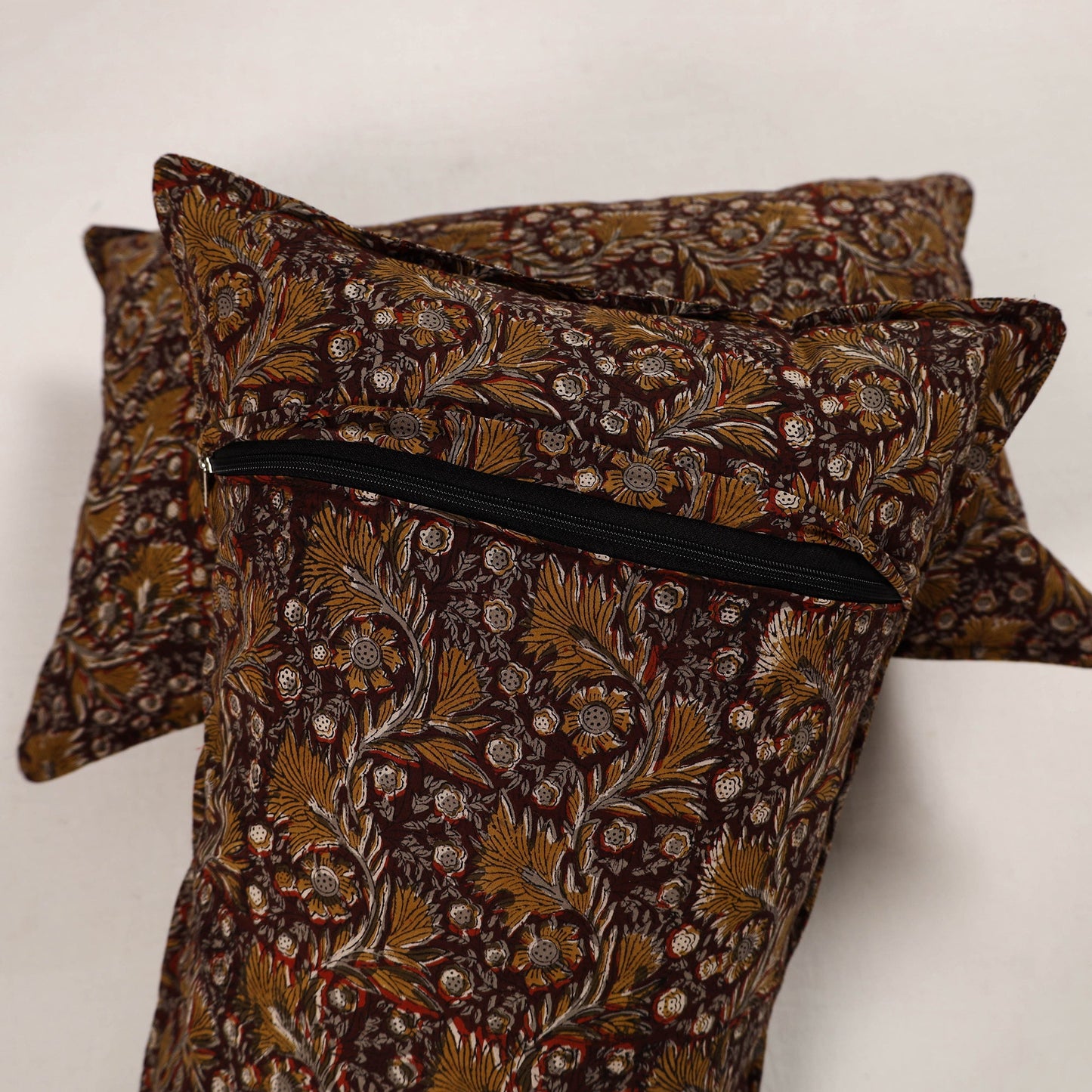 Brown - set of 2 bagru cotton pillow covers 40 - handcrafted