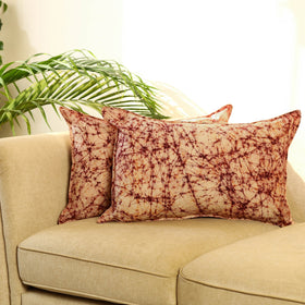 Buy Set of 2 Brown Hand Batik Print Cotton Pillow Covers