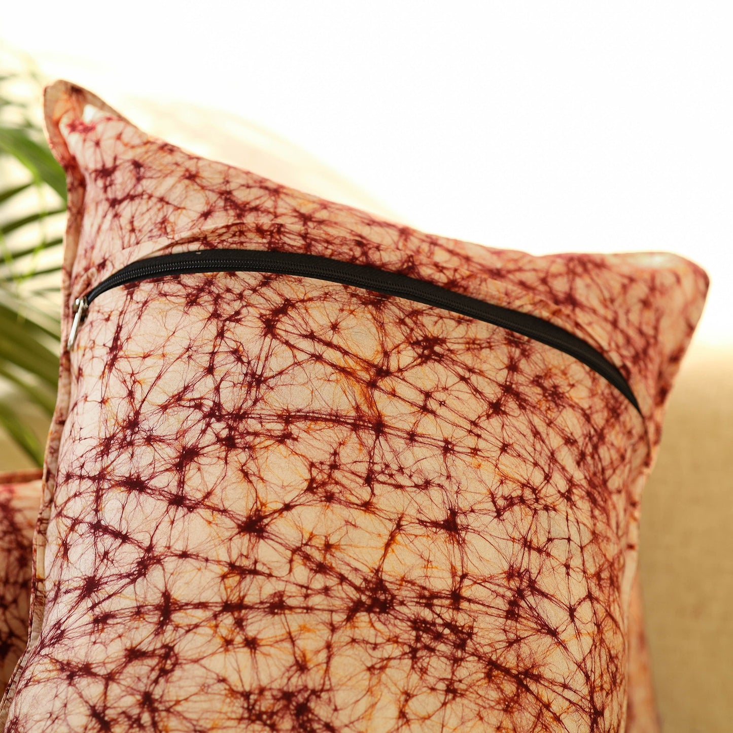 Buy Set of 2 Brown Hand Batik Print Cotton Pillow Covers