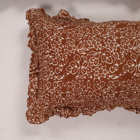 Brown - set of 2 handcrafted cotton frill pillow covers 18