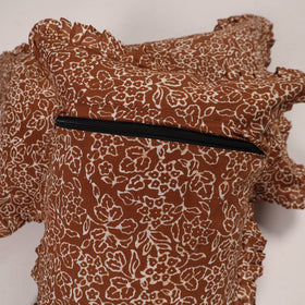 Brown - set of 2 handcrafted cotton frill pillow covers 18