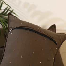 Buy Set of 2 Brown Jacquard Cotton Pillow Covers