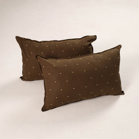 Brown - set of 2 jacquard cotton pillow covers 45