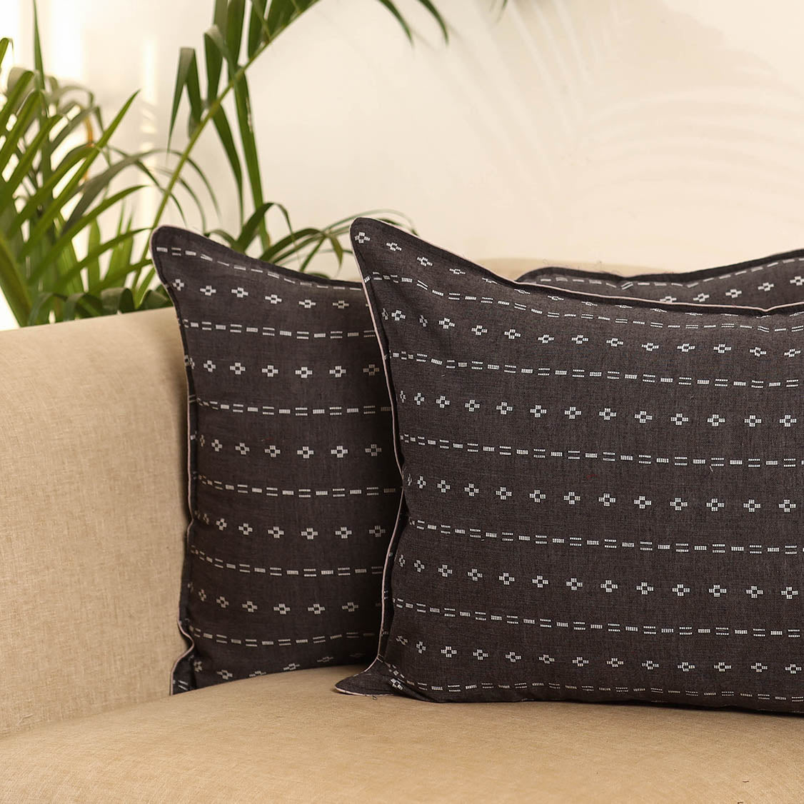Brown - set of 2 jacquard weave pillow covers 02