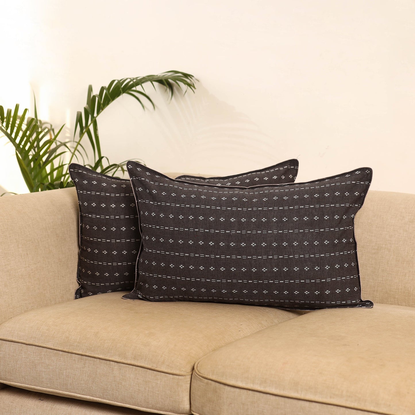 Brown - set of 2 jacquard weave pillow covers 02