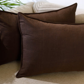 Buy Set of 2 Brown Jhiri Handloom Cotton Pillow Covers