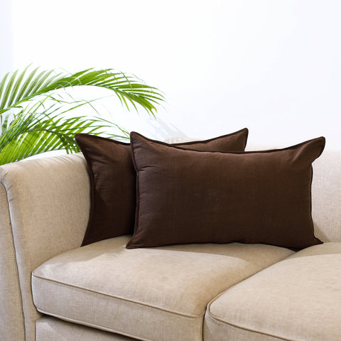 Buy Set of 2 Brown Jhiri Handloom Cotton Pillow Covers