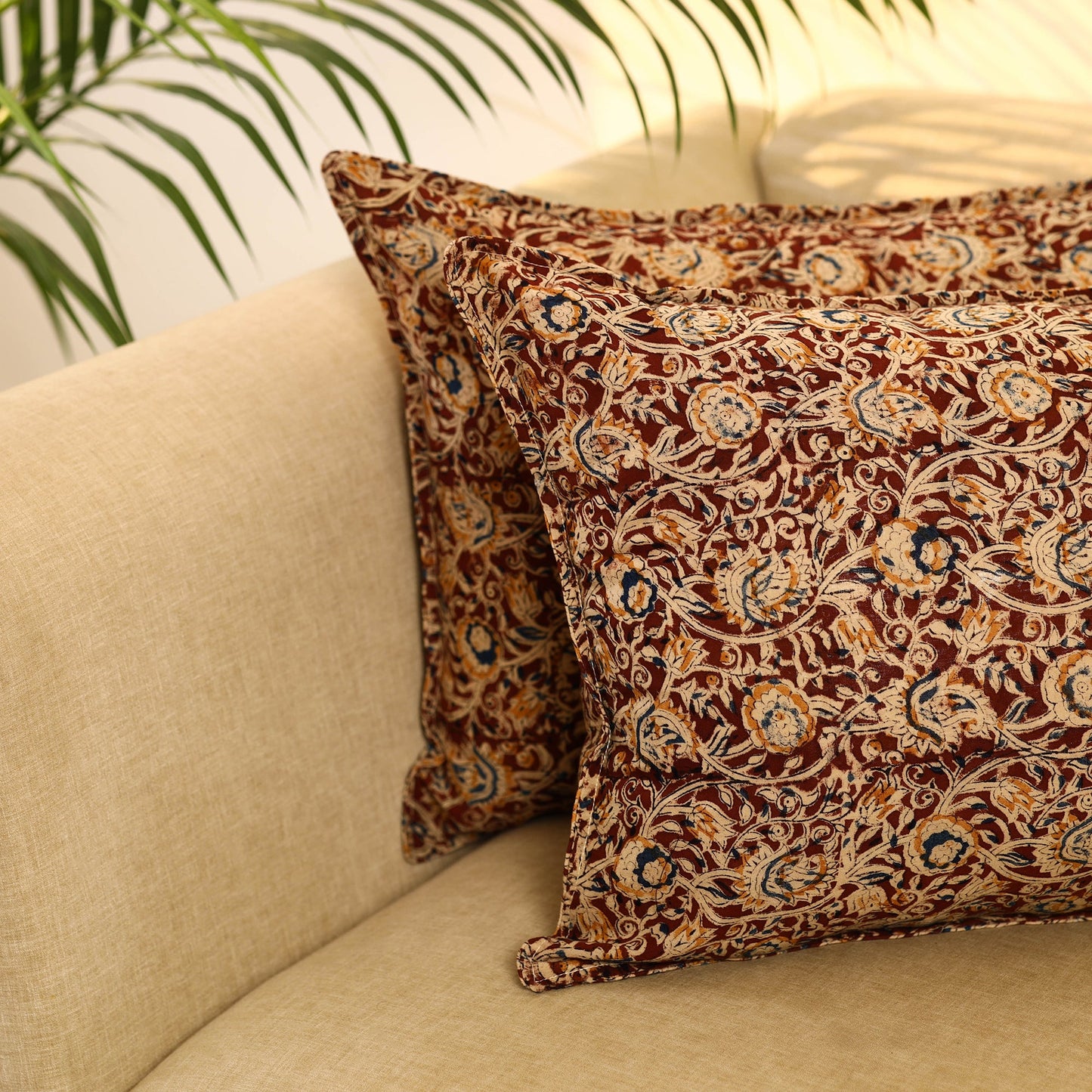Brown - set of 2 kalamkari cotton pillow covers 07