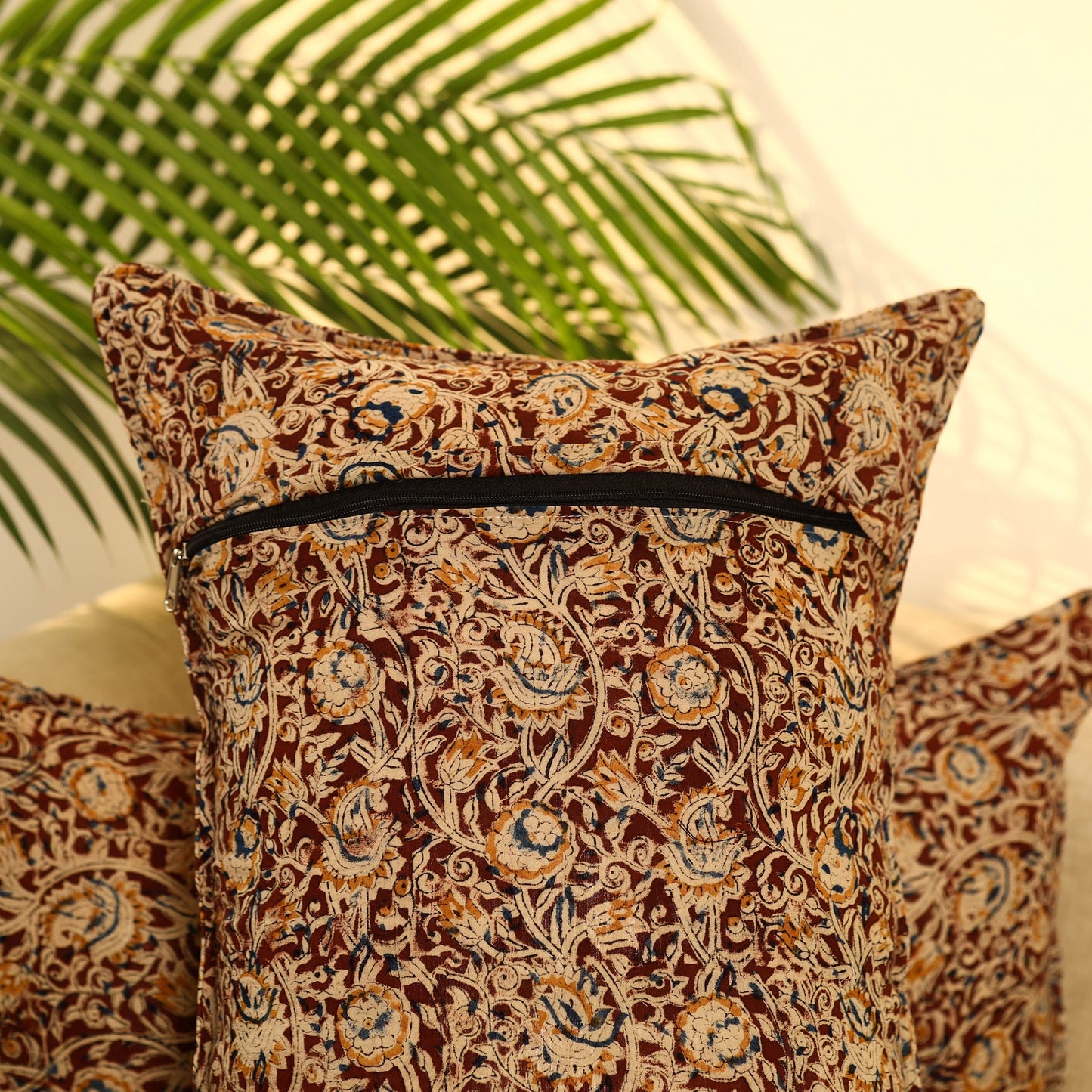 Brown - set of 2 kalamkari cotton pillow covers 07