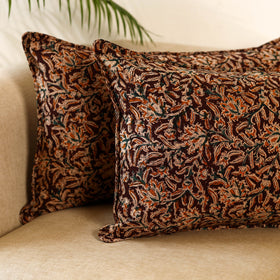  Set of 2 Kalamkari Block Print Cotton Pillow Covers