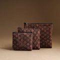 Brown - set of 3 - handmade cotton utility pouches 33