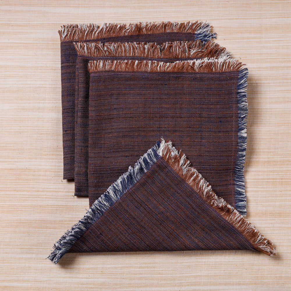  Brown Handspun Handwoven Double Side Pure Cotton Table Napkins