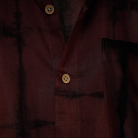 Brown - shibori tie-dye mul cotton men half sleeve shirt