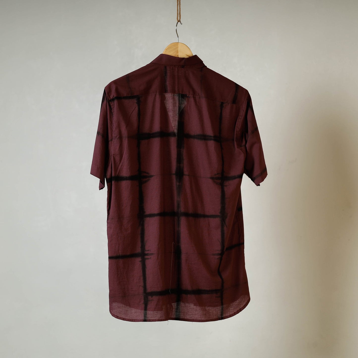Brown - shibori tie-dye mul cotton men half sleeve shirt