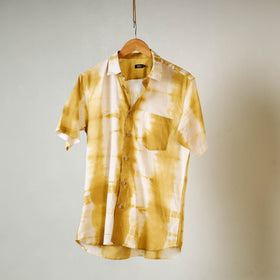 Shibori tie-dye mul cotton men half sleeve shirt