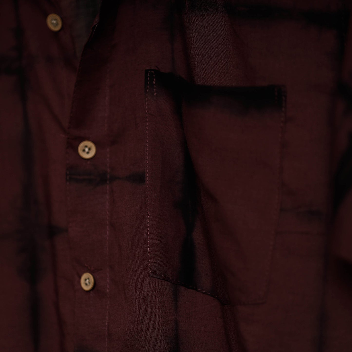 Brown - shibori tie-dye mul cotton men half sleeve shirt