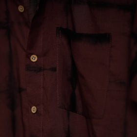 Brown - shibori tie-dye mul cotton men half sleeve shirt