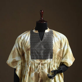 Shibori tie-dye patchwork cotton kaftan (short) 16