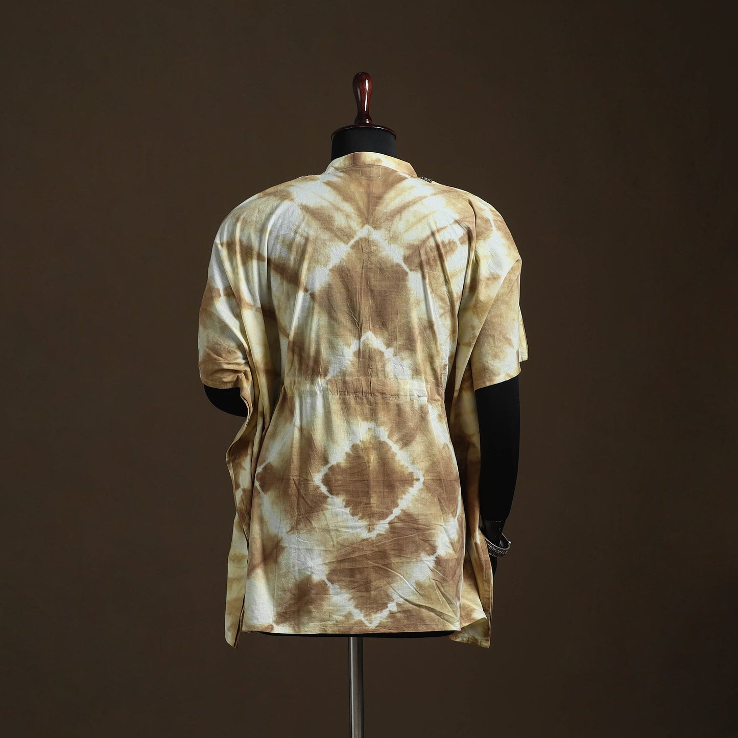 Shibori tie-dye patchwork cotton kaftan (short) 16