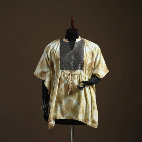 Shibori tie-dye patchwork cotton kaftan (short) 16