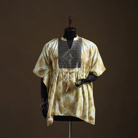 Shibori tie-dye patchwork cotton kaftan (short) 16