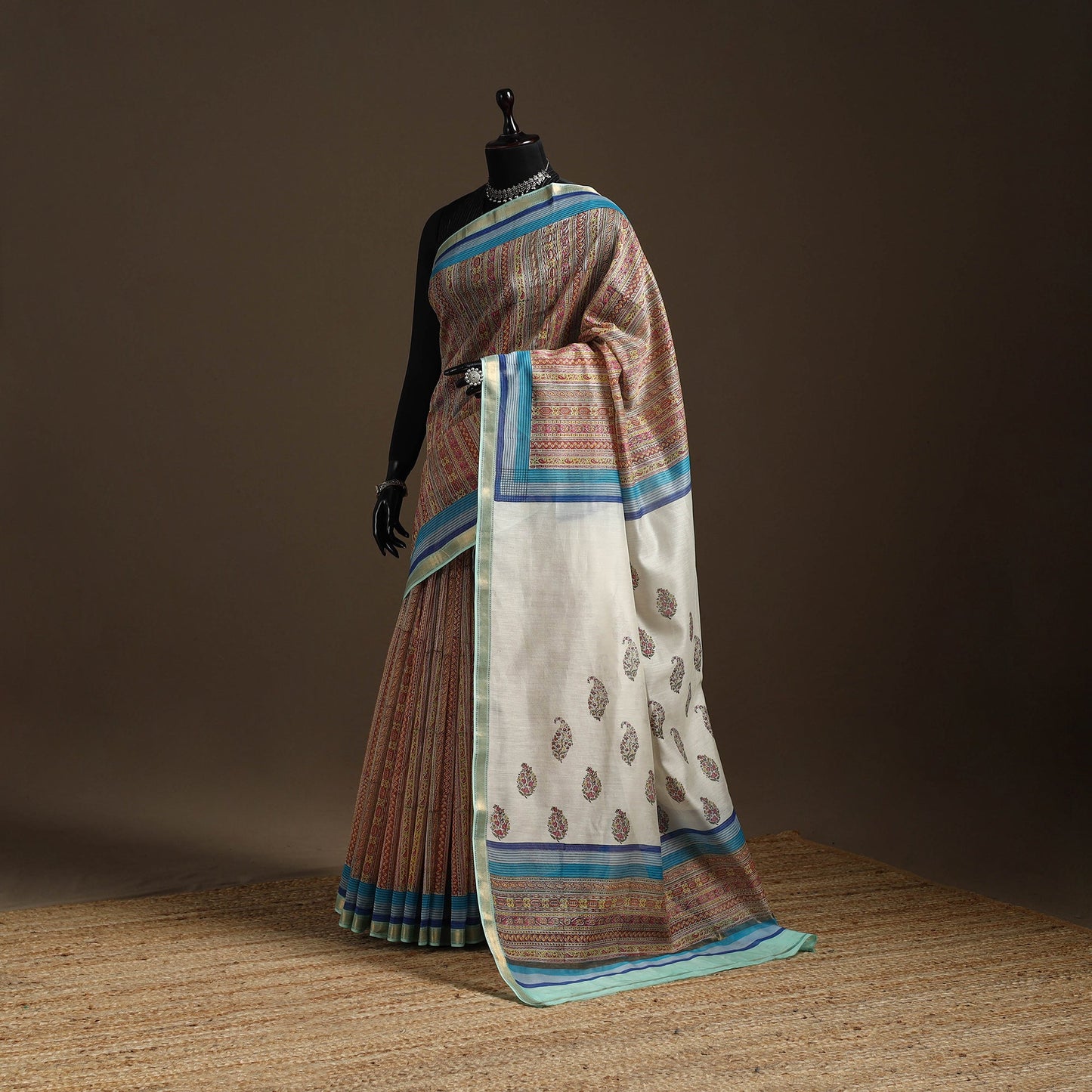 Brown - signature chanderi silk sanganari saree