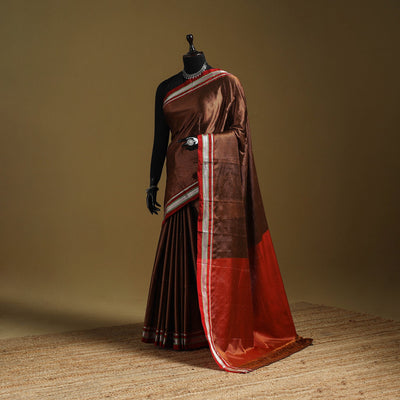 Silk cotton khun saree with ilkal pallu chikki paras border