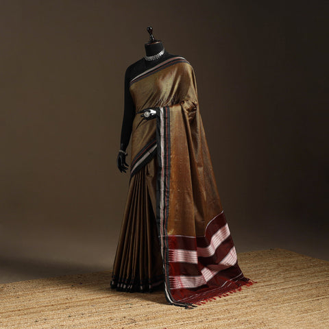 Silk cotton khun saree with ilkal pallu chikki paras border