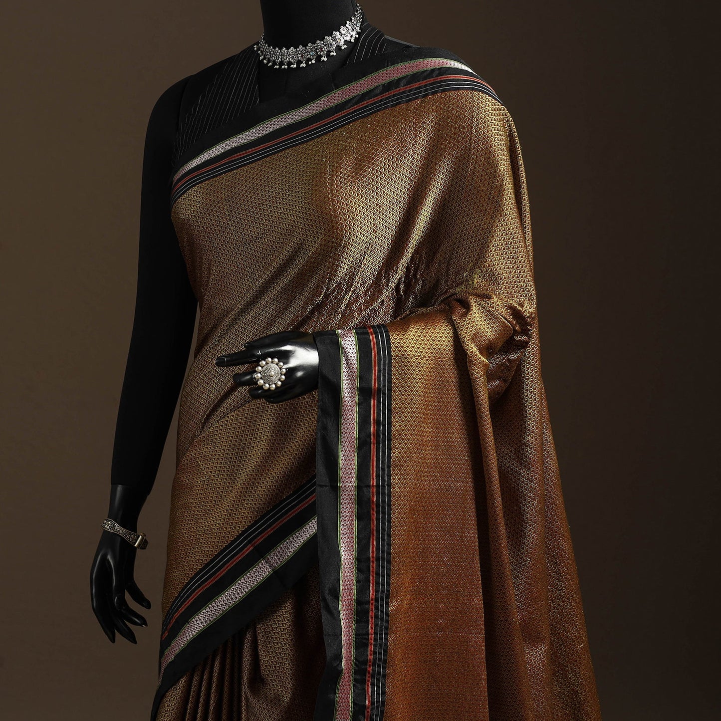 Silk cotton khun saree with ilkal pallu chikki paras border