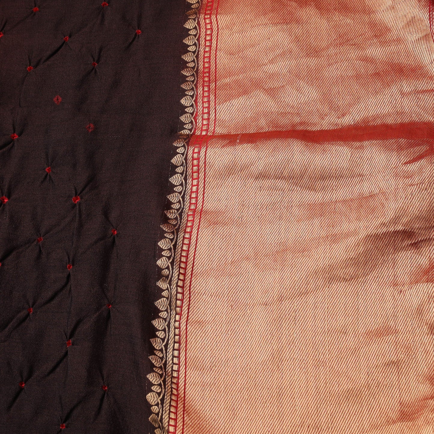 Silk tie-dye bandhani fabric with zari border 19