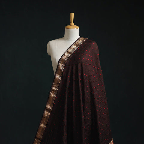Silk tie-dye bandhani fabric with zari border 19