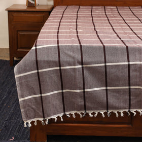 Brown - single handloom cotton bed sheet (90 x 60 in) 135