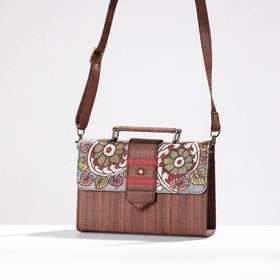 Brown Sling Bag - Handpainted Kalamkari Natural Dyed Ghicha Silk