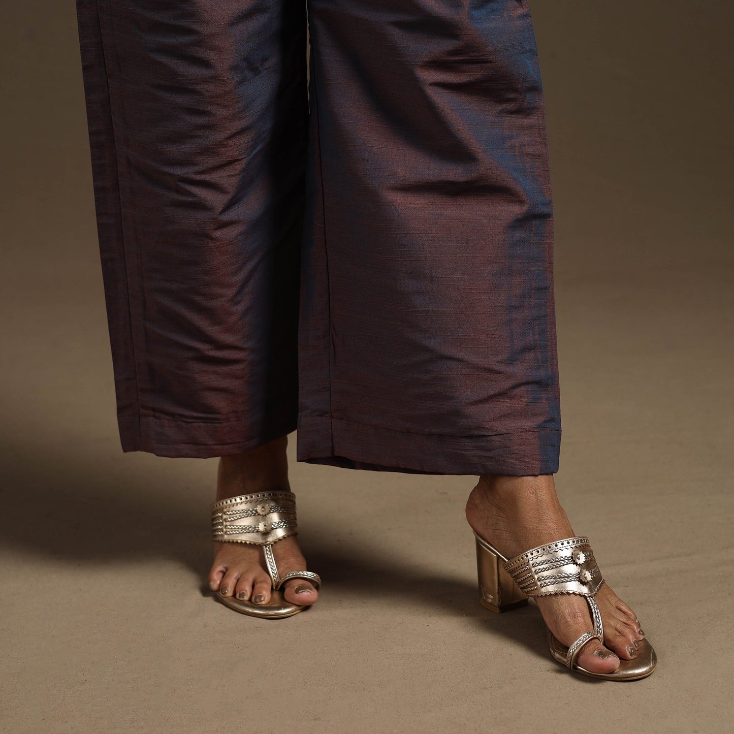 Slub silk elasticated plain palazzo 06 - handcrafted