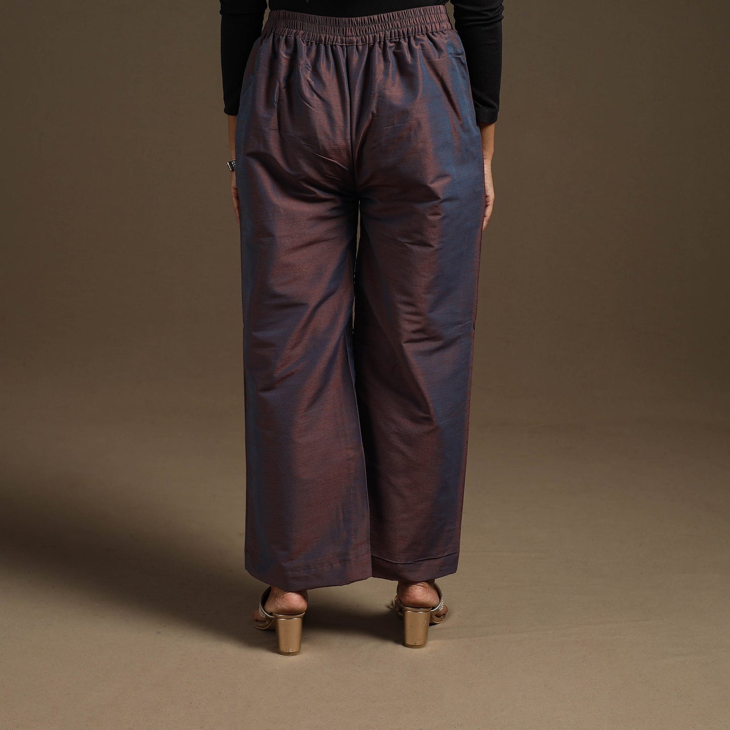 Slub silk elasticated plain palazzo 06 - handcrafted