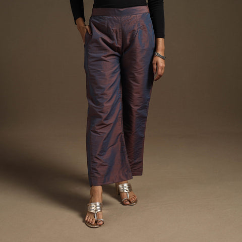 Slub silk elasticated plain palazzo 06 - handcrafted