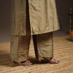 Brown - slub silk embroidered plain kurta set (set of 3) 01