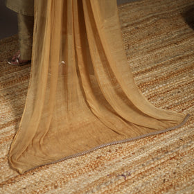 Brown - slub silk embroidered plain kurta set (set of 3) 01