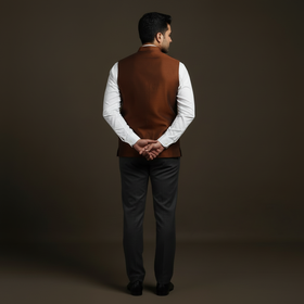 Slub silk men plain nehru jacket 07 - handcrafted