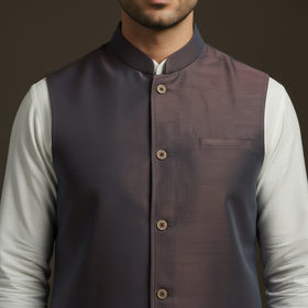 Slub silk men plain nehru jacket 10 - handcrafted