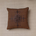 Brown Soof Embroidery Cotton Cushion Cover