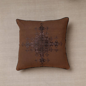 Brown Soof Embroidery Cotton Cushion Cover