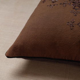 Brown Soof Embroidery Cotton Cushion Cover