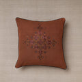 Brown Soof Embroidery Cotton Cushion Cover