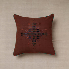 Brown Soof Embroidery Cotton Cushion Cover